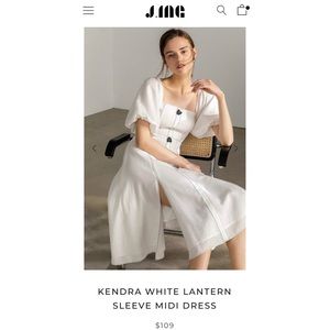 J.Ing Kendra White Lantern Midi Dress Size Small